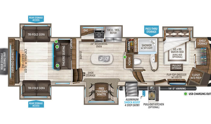 Solitude 375RES floor plan diagram.
